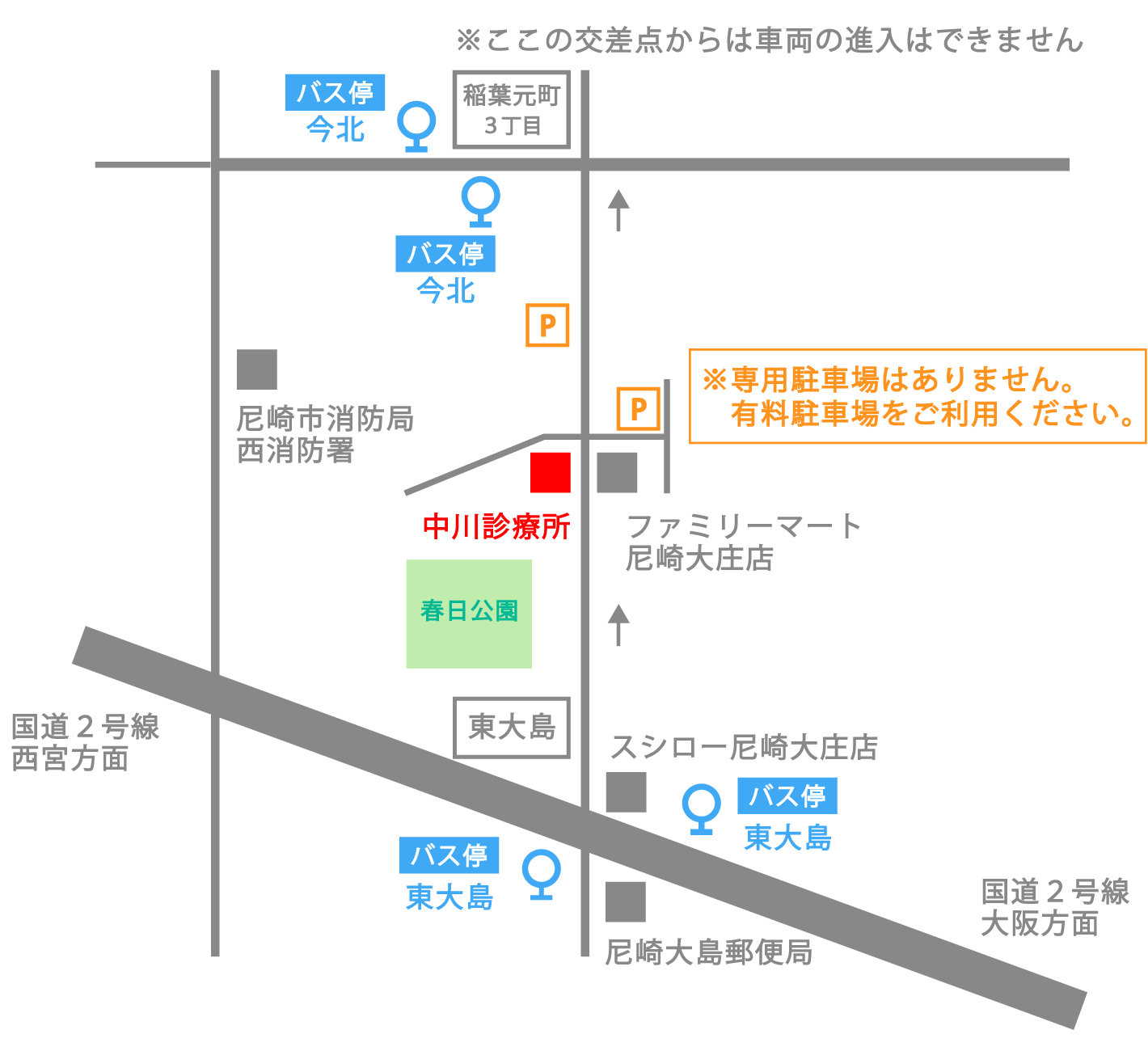中川診療所周辺の案内図